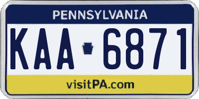 PA license plate KAA6871