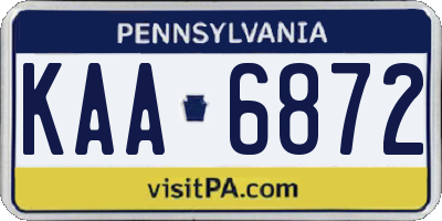 PA license plate KAA6872