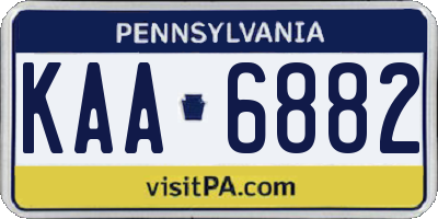 PA license plate KAA6882