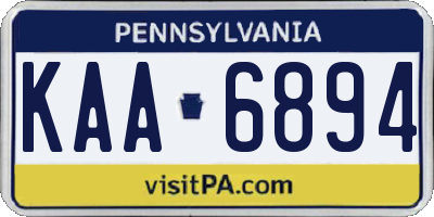 PA license plate KAA6894