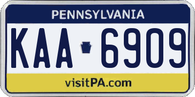 PA license plate KAA6909