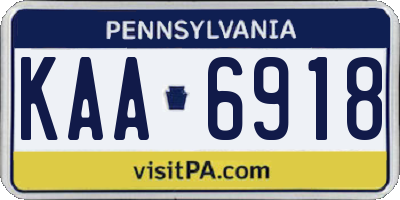 PA license plate KAA6918