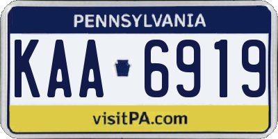 PA license plate KAA6919