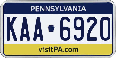 PA license plate KAA6920