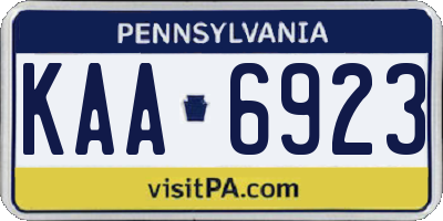 PA license plate KAA6923