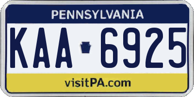 PA license plate KAA6925