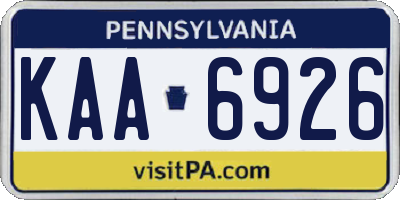 PA license plate KAA6926