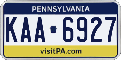 PA license plate KAA6927