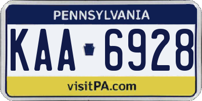 PA license plate KAA6928