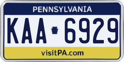 PA license plate KAA6929