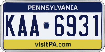 PA license plate KAA6931