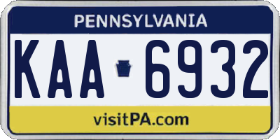 PA license plate KAA6932