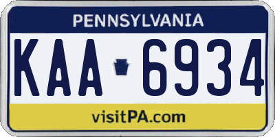 PA license plate KAA6934