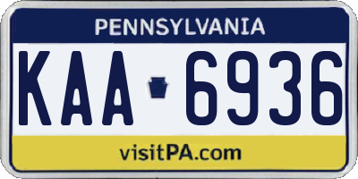 PA license plate KAA6936