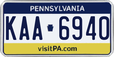 PA license plate KAA6940