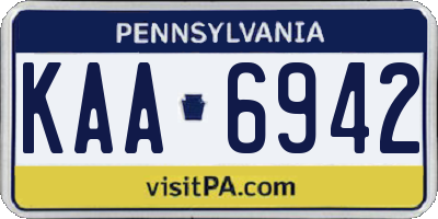 PA license plate KAA6942