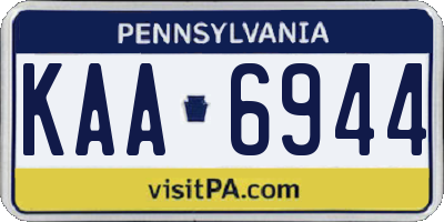 PA license plate KAA6944
