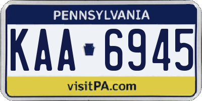 PA license plate KAA6945