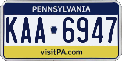 PA license plate KAA6947