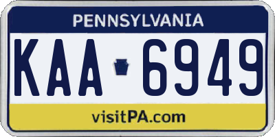PA license plate KAA6949