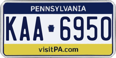 PA license plate KAA6950