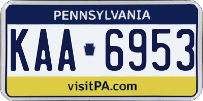 PA license plate KAA6953