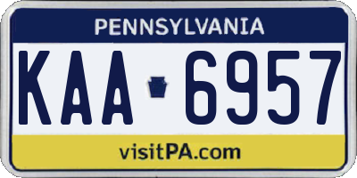 PA license plate KAA6957