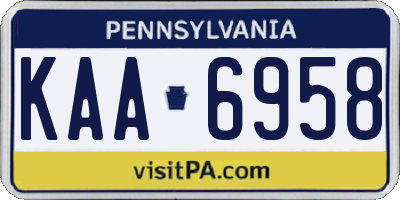PA license plate KAA6958