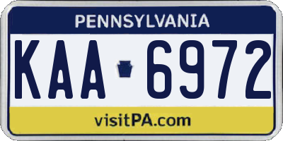 PA license plate KAA6972