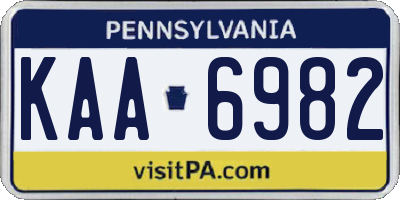 PA license plate KAA6982