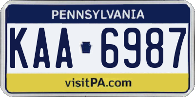 PA license plate KAA6987