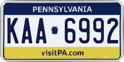 PA license plate KAA6992