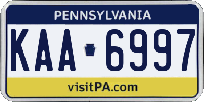 PA license plate KAA6997