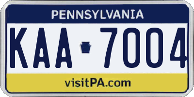 PA license plate KAA7004