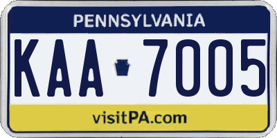 PA license plate KAA7005