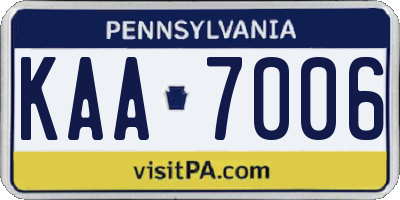 PA license plate KAA7006