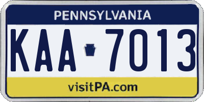 PA license plate KAA7013