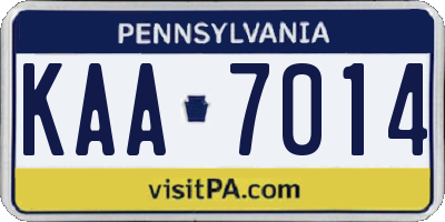 PA license plate KAA7014