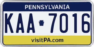 PA license plate KAA7016