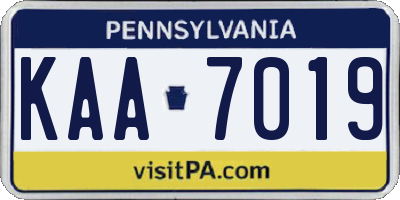 PA license plate KAA7019
