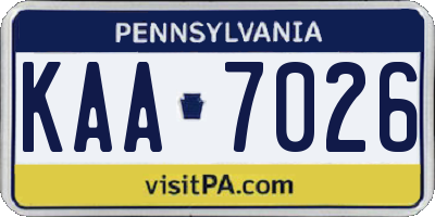 PA license plate KAA7026