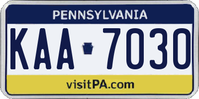 PA license plate KAA7030