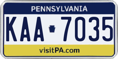 PA license plate KAA7035
