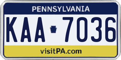 PA license plate KAA7036