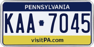 PA license plate KAA7045