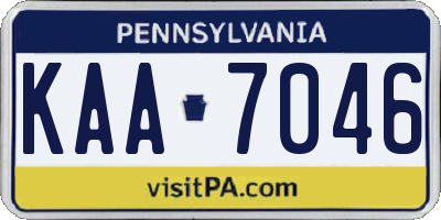 PA license plate KAA7046
