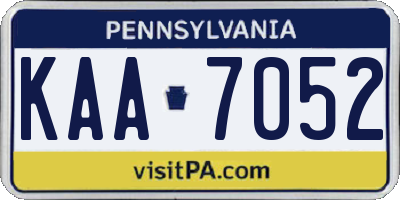 PA license plate KAA7052