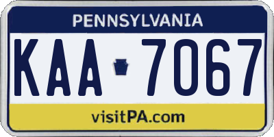 PA license plate KAA7067