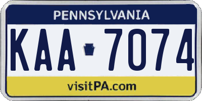 PA license plate KAA7074