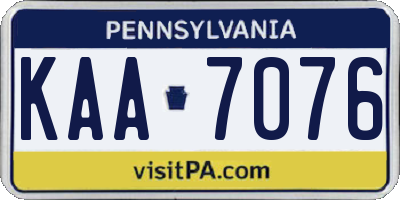 PA license plate KAA7076